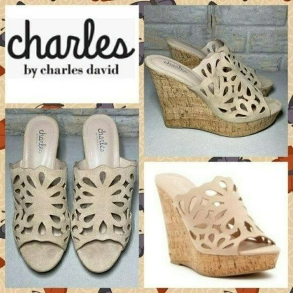 NWOB MSRP $98 Charles By Charles David April Cutout Wedge Sandal - Picture 1 of 9